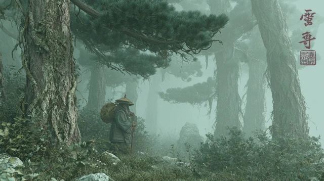 Lost Travelers in Ancient Chinese Forest Tang Dynasty