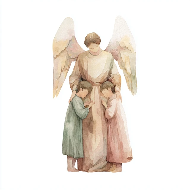 Guardian Angel Illustration for Baby Room Decor