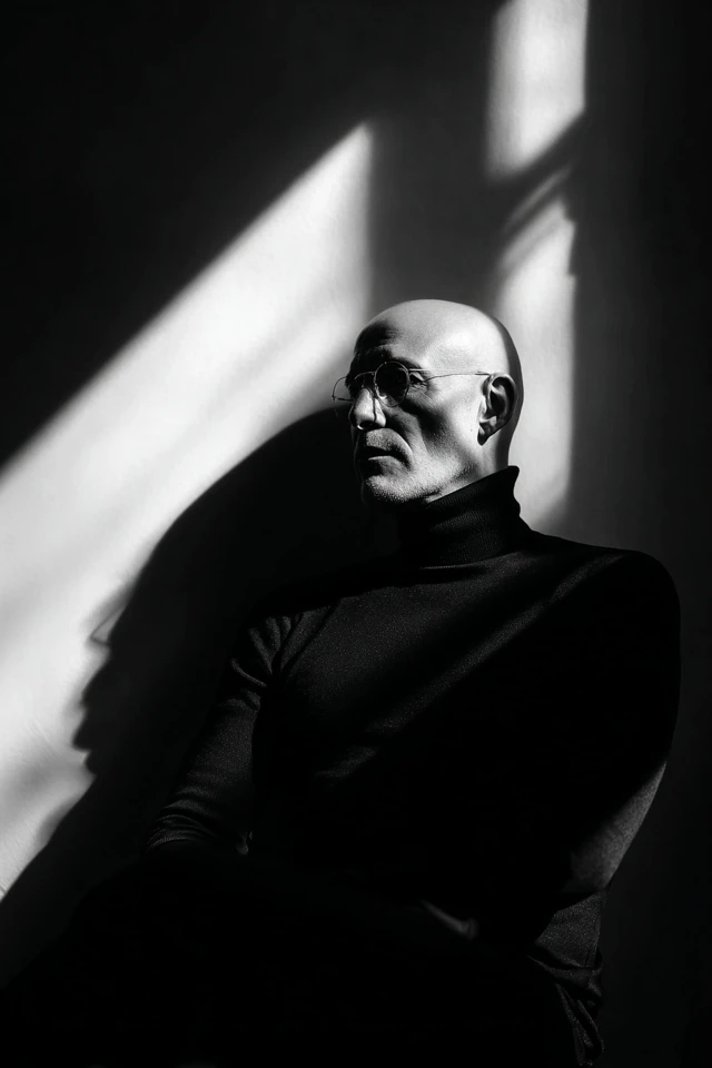 Black and White Portrait Man in Turtleneck