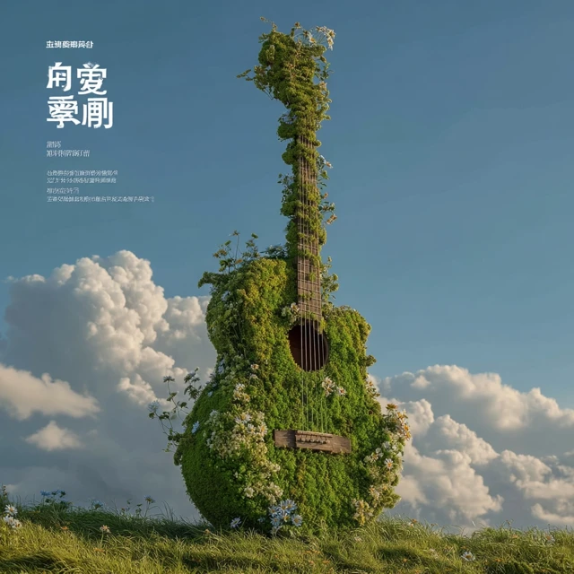 Dreamy Guitar in Nature Landscape Poster