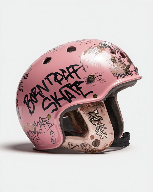 Pink Skateboard Helmet Born To Skate Product Photo