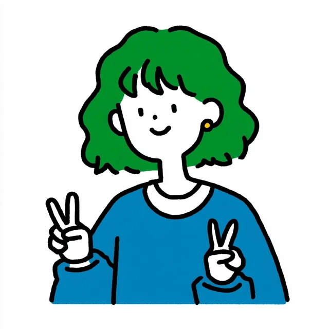 Smiling High School Girl Peace Sign Illustration