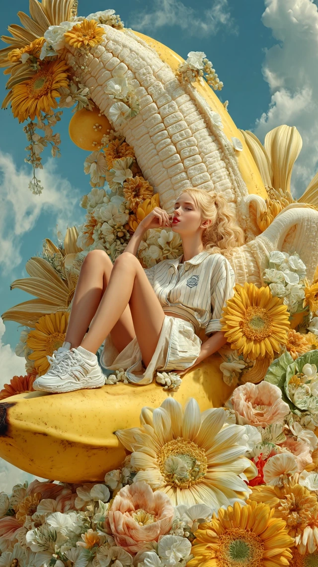 Beautiful Girl on a Banana Masterpiece