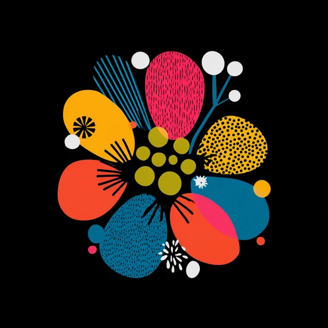 Yayoi Kusama Style Flower Vector Graphic