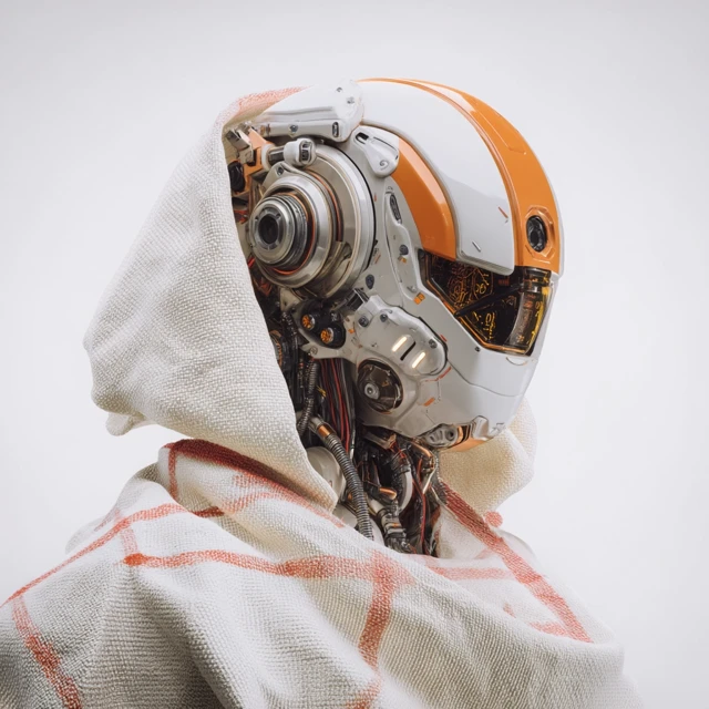AI Bot with Detailed Fabric Cyberpunk Render