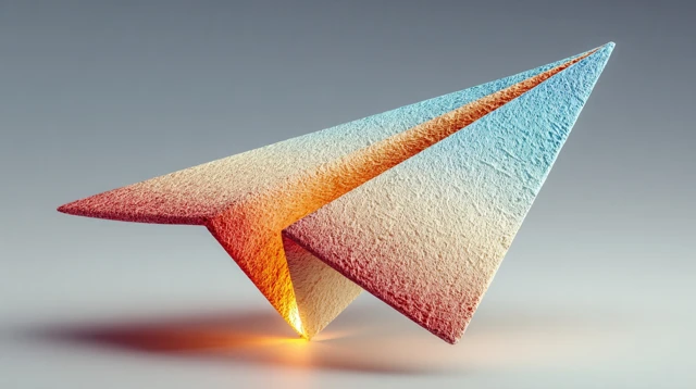 Stylized Paper Airplane Icon in the Sky