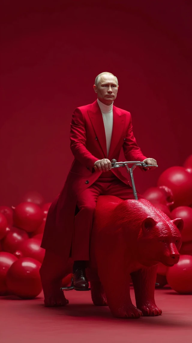Russian Leader on a Red Toy Ride Creative Imagery