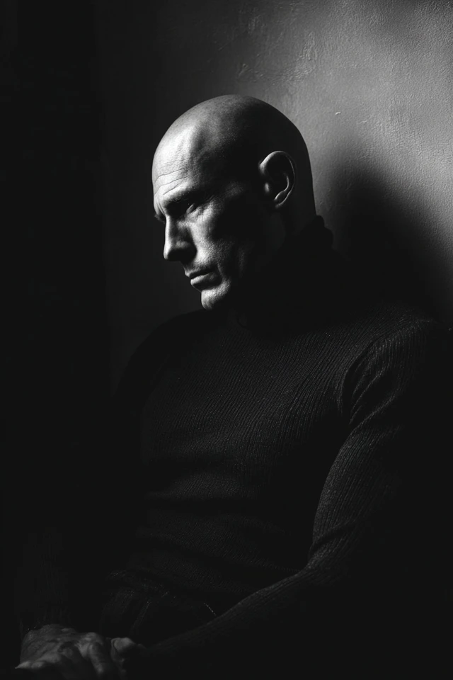 Black and White Portrait Man in Turtleneck