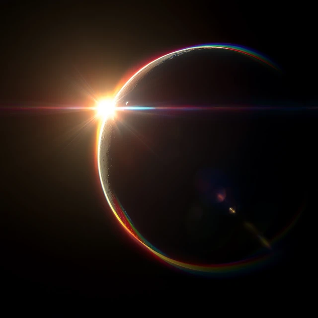 Rainbow Solar Eclipse Celestial Phenomenon in Space