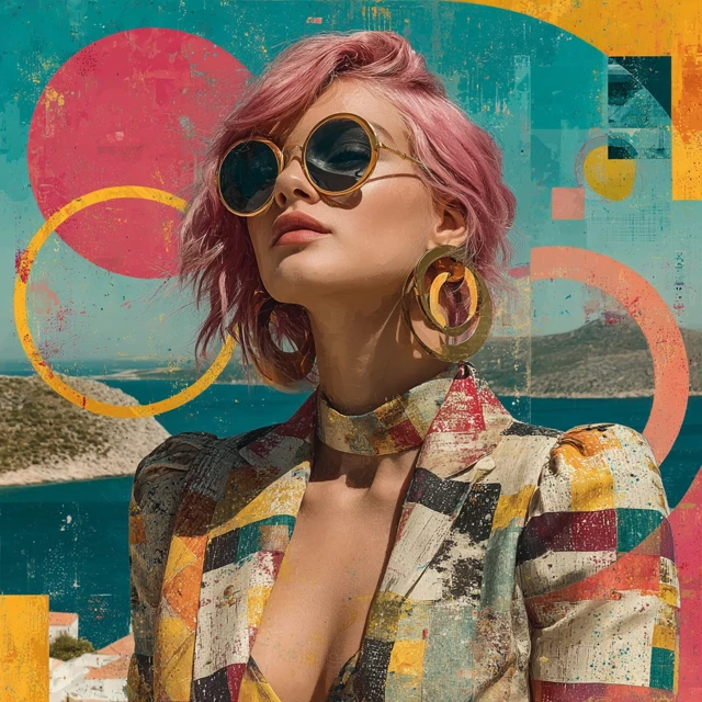 Modern Art Extravagant Woman With Sunglasses