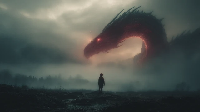 Dragon and Boy A Gothic Fantasy Painting