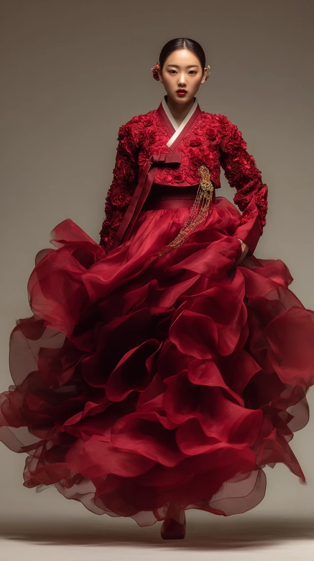 Rose Hanbok Dress Korean Couture Fashion
