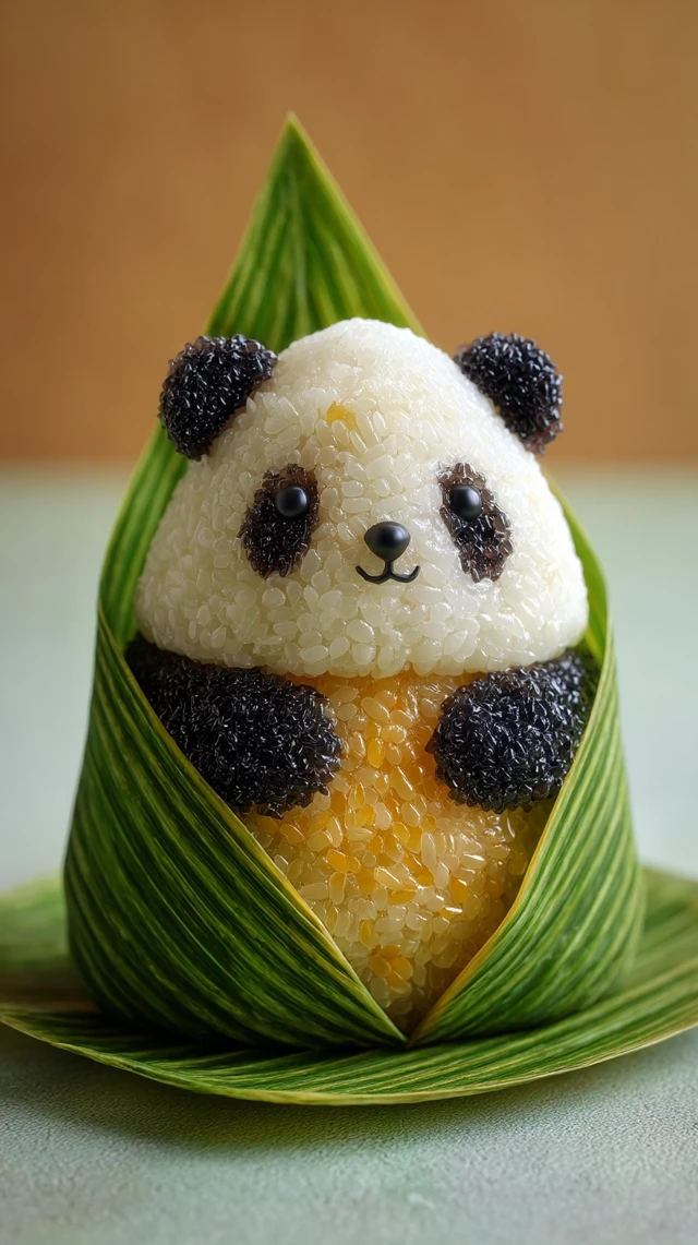 Cute Panda Zongzi Food Art Illustration