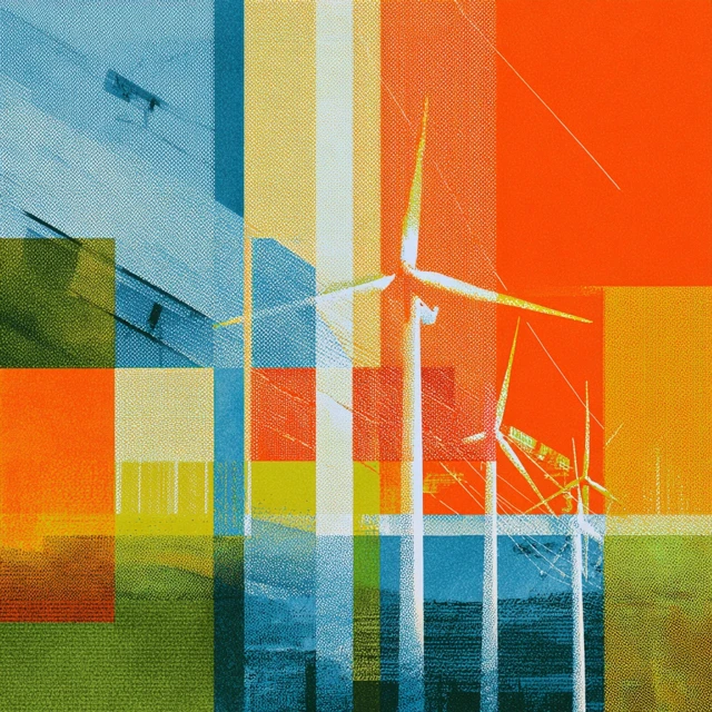 Greentech Illustration Wind and Solar Power