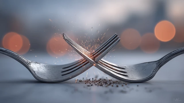 Spoon and Fork Crossed with Sparks