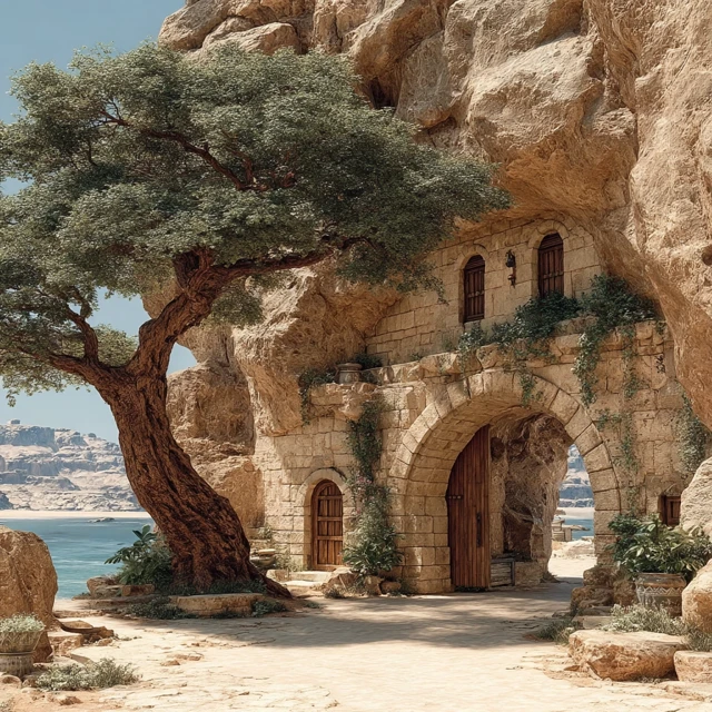 Ancient Israel Vinetree Landscape Artwork