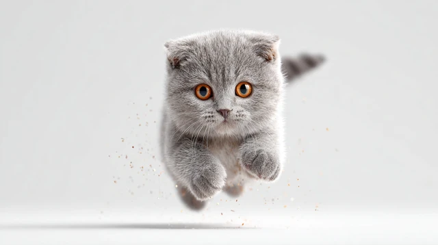Scottish Fold Cat in Action Playful Photo