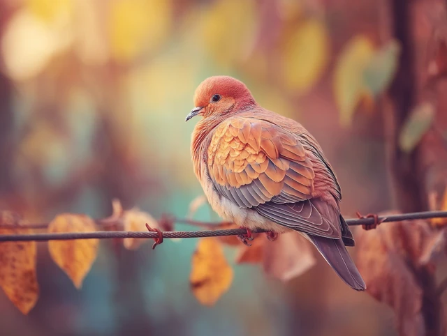 Autumn Pigeon on a Wire