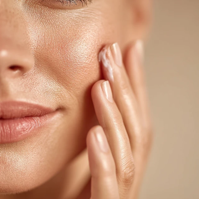 Skincare Routine Close Up Applying Face Cream