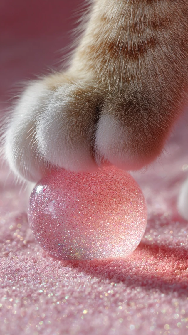 Cat Paw Playing with Glitter Slime
