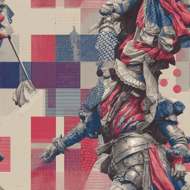 Renaissance Warrior Illustration with Optical Art