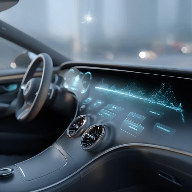 Car Dashboard Futuristic Technology Impressionist Style