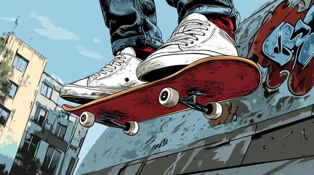 Skateboarding Shoe Illustration Urban Scene
