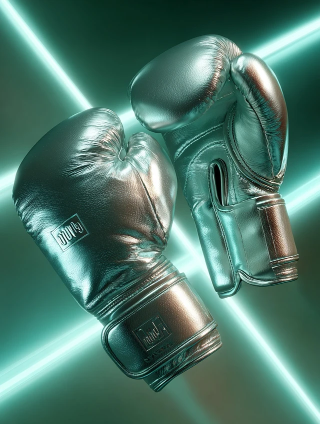 Metallic Boxing Gloves Futuristic Product Photography