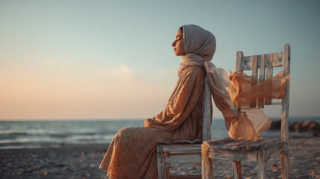 Arab Girl on Beach Symbolic Absence