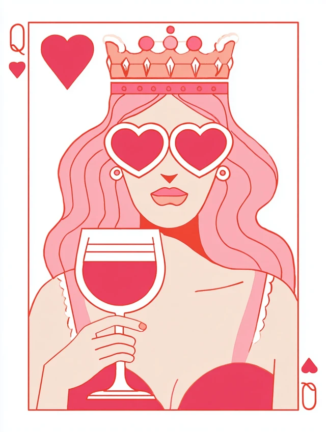 Queen of Hearts Playing Card Vector Illustration