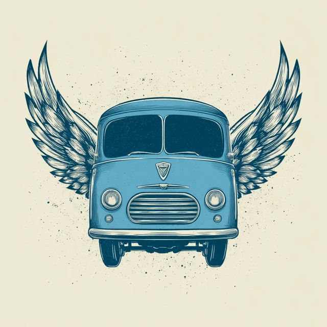 Flying Tour Van Logo Design for T Shirt