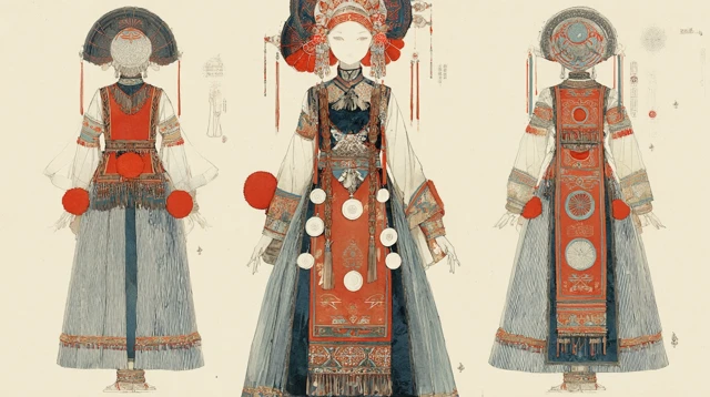 Nu Ethnic Performer Folk Costume Fashion Illustration