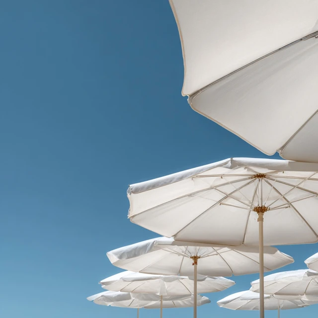 Beach Umbrellas Summer Sky Peaceful Scene