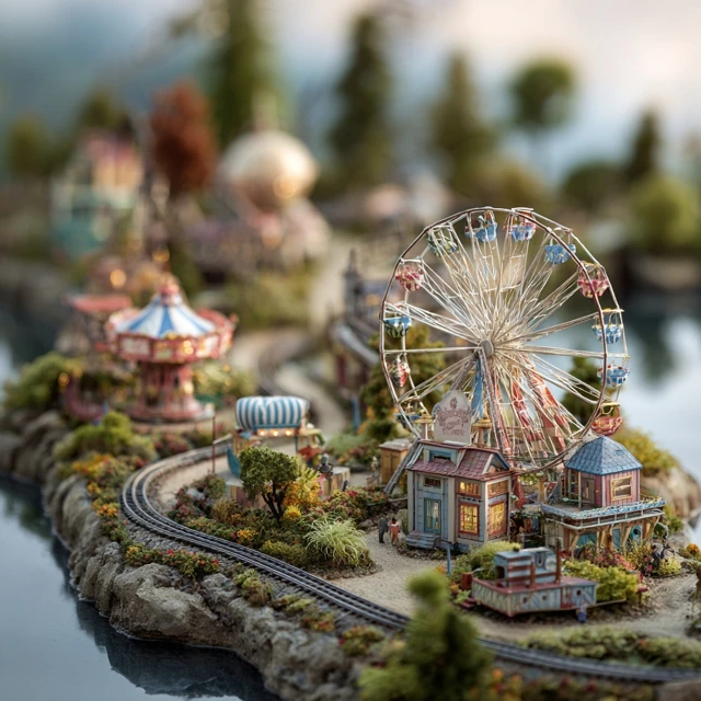 Miniature Amusement Park Diorama Scene