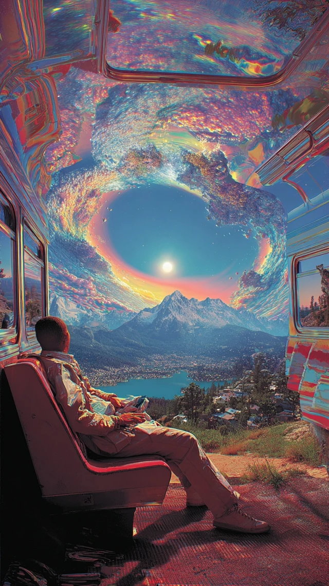 Psychedelic Universe Vintage Art Illustration