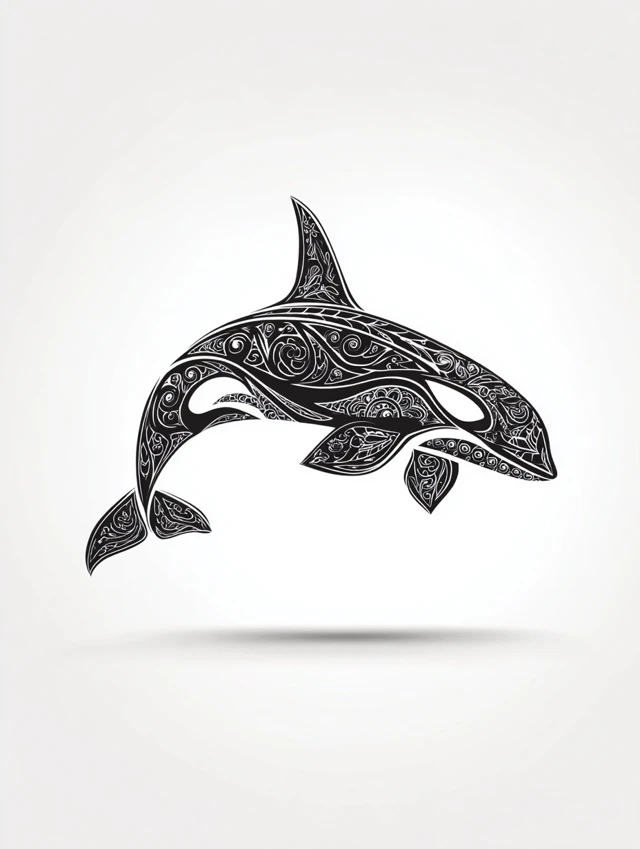 Orca Whale Mandala Tribal Art Vector Design