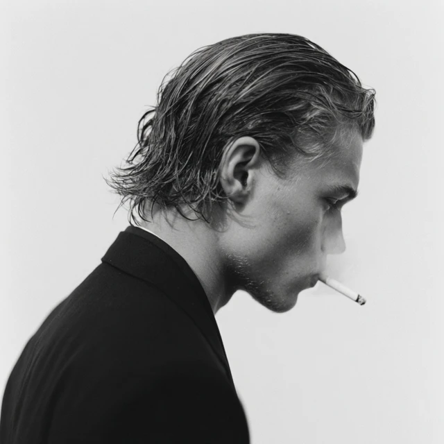 Vintage Photo Young Man Smoking