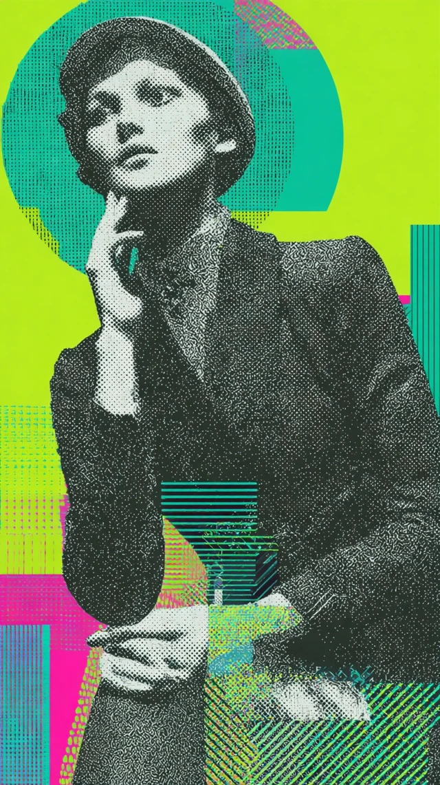 Pop Art Portrait Crypto Art Green and Pink