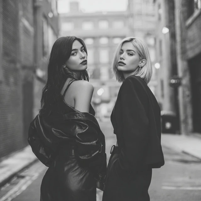 Fashion Forward Women Black and White Photo