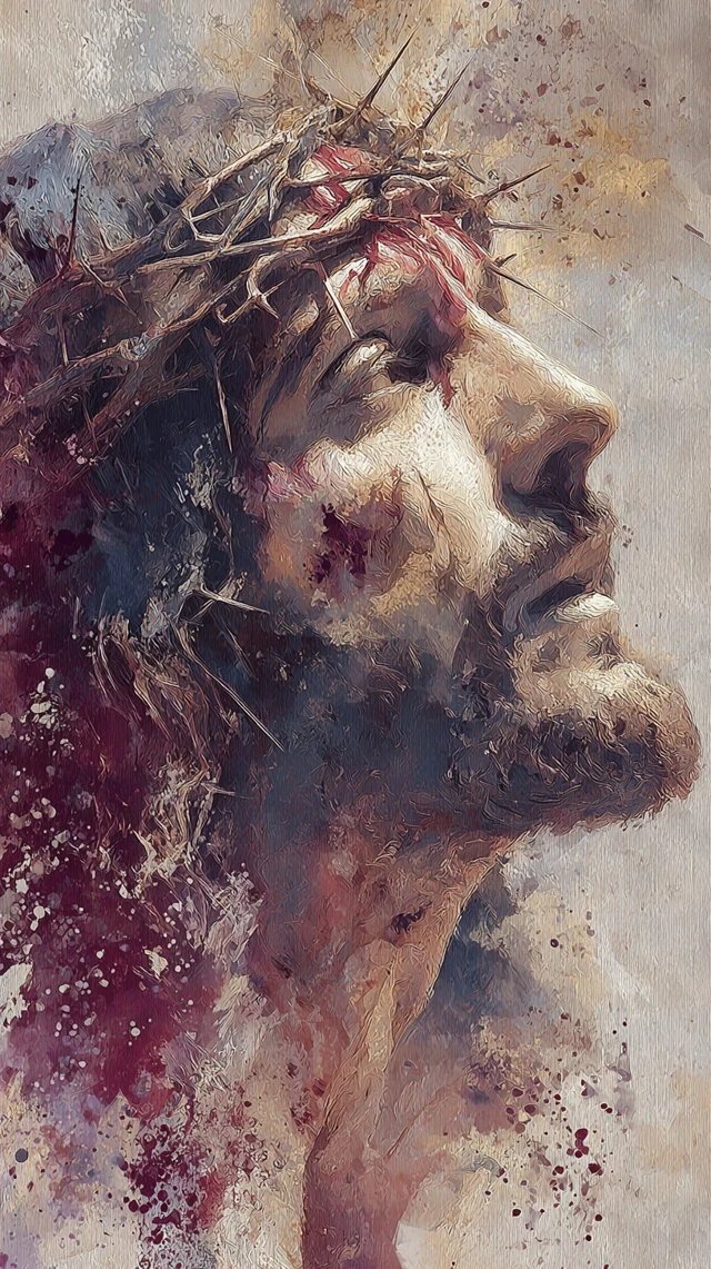 Abstract Watercolor Painting of Christ