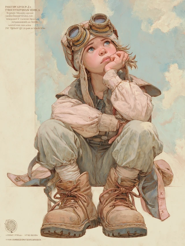 Steampunk Girl Pensive Illustration Art