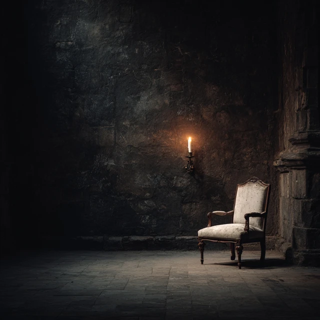Empty Chair and Candle 1970s Album Cover Style