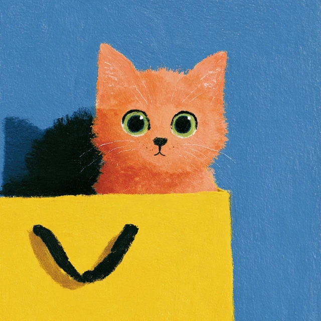 Cute Kitten Peeking From a Box Illustration