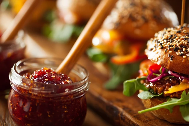 Delicious Gourmet Vegan Burger with Fresh Ingredients