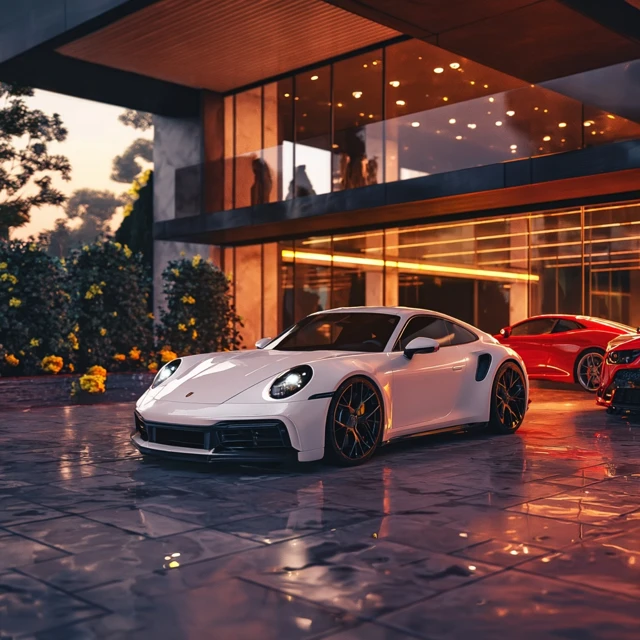 Luxury Porsche 911 with Modern Architecture