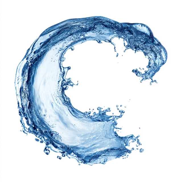 Blue Water Splash Wave Isolated on White Background