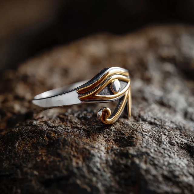 Eye of Horus Silver Ring Egyptian Jewelry for Men