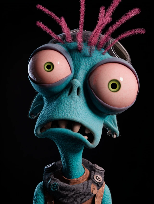Exaggerated Pixar Character 3D Render