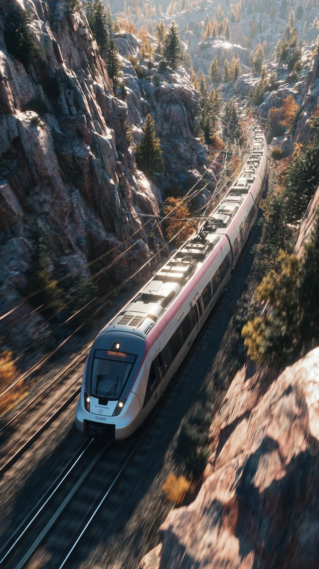 High Speed Train Through Mountain Landscape