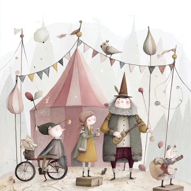 Circus Carnies Illustration Vintage Style
